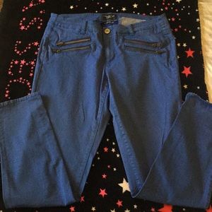 Cobalt blue moto crop jeggings